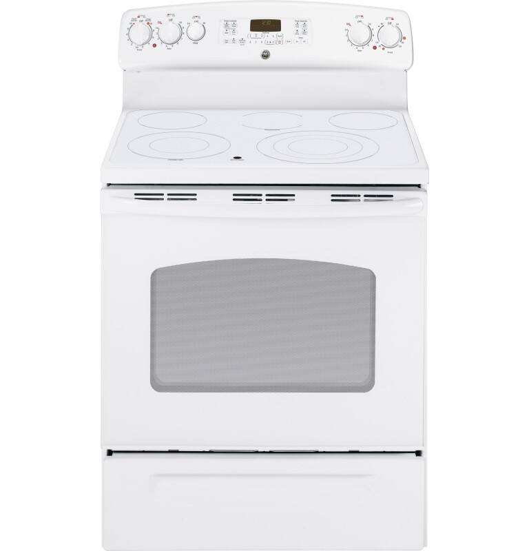 GE 30" Free-Standing Electric Range with Warming Drawer White JB705TTWW Picture 1